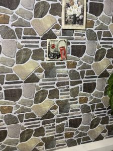 Outlet Charcoal Green Beige Stone Look Wall Paneling, Styrofoam Facing, Single Panel, Covers 5.4 sq ft