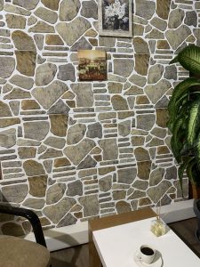 Outlet Grey Caramel White Stone Look Wall Paneling, Styrofoam Facing, Single Panel, Covers 5.4 sq ft