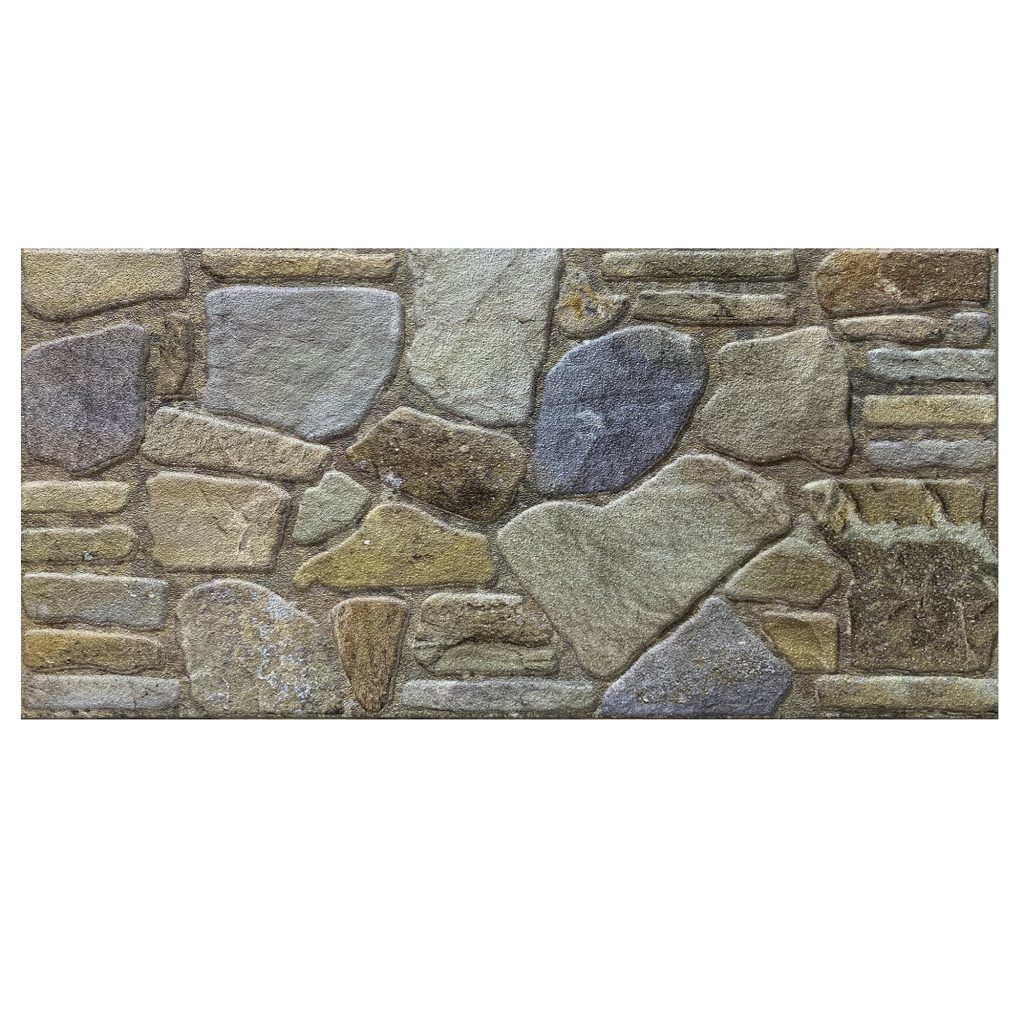 Outlet Blue Grey Buff Stone Look Wall Paneling, Styrofoam Facing, Single Panel, Covers 5.4 sq ft