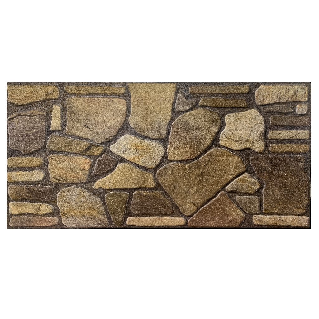 Outlet Brown Hazel Gold Stone Look Wall Paneling, Styrofoam Facing, Single Panel, Covers 5.4 sq ft