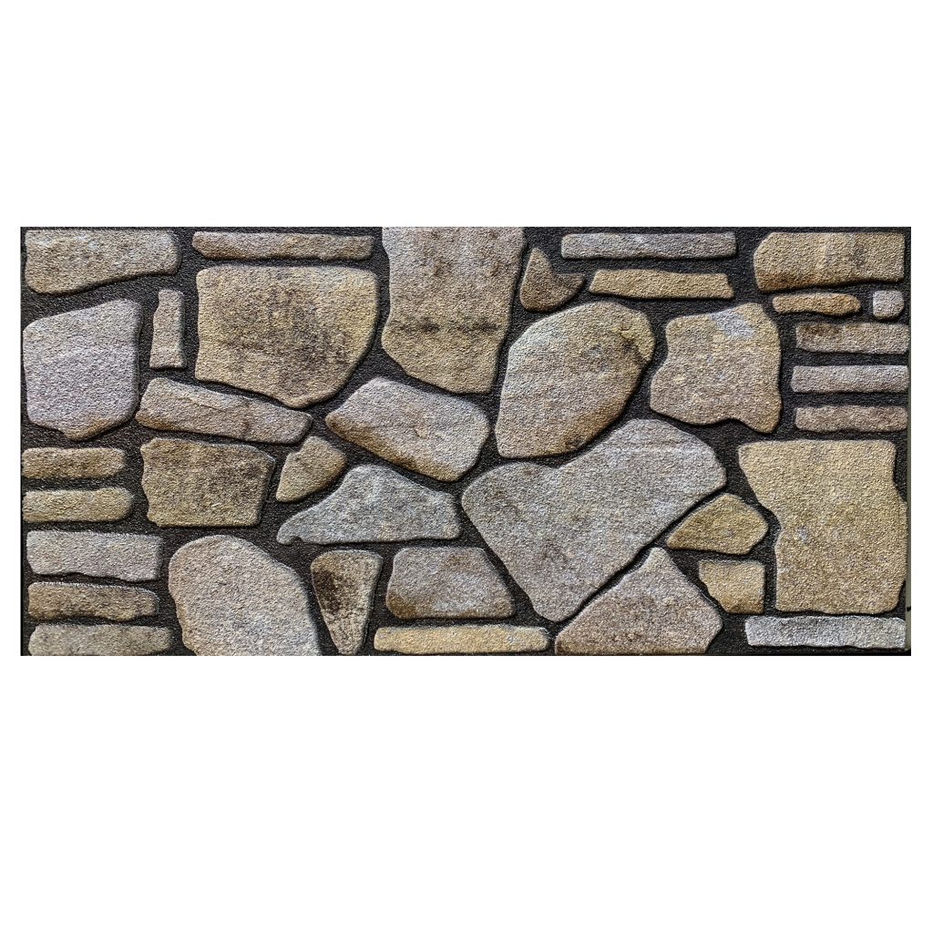 Outlet Ochre Brown Stone Look Wall Paneling, Styrofoam Facing, Single Panel, Covers 5.4 sq ft