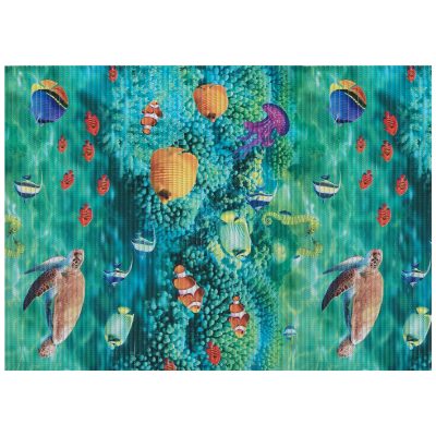 Sea Creatures Bathroom Mat - 39" x 26" Blue Waterproof Non-Slip Quick Dry Rug, Non-Absorbent Dirt Resistant Perfect for Kitchen, Bathroom and Restroom