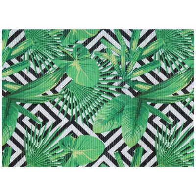 Leaf Bathroom Mat - 39" x 26" Green Waterproof Non-Slip Quick Dry Rug, Non-Absorbent Dirt Resistant Perfect for Kitchen, Bathroom and Restroom