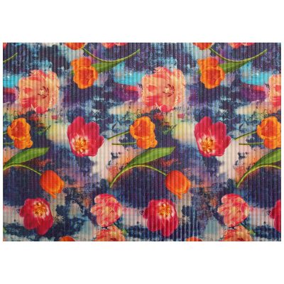 Tulip Bathroom Mat - 39" x 26" Blue Pink Waterproof Non-Slip Quick Dry Rug, Non-Absorbent Dirt Resistant Perfect for Kitchen, Bathroom and Restroom
