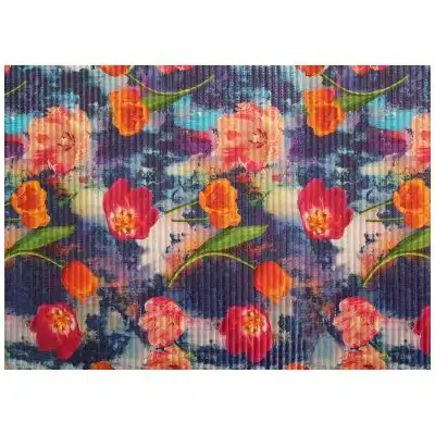 Tulip Bathroom Mat - 39" x 26" Blue Pink Waterproof Non-Slip Quick Dry Rug, Non-Absorbent Dirt Resistant Perfect for Kitchen, Bathroom and Restroom