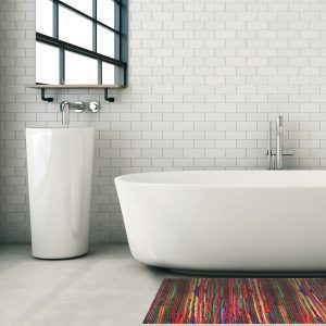 Weave Bathroom Mat - 39" x 26" Multicolored Waterproof Non-Slip Quick Dry Rug, Non-Absorbent Dirt Resistant Perfect for Kitchen, Bathroom and Restroom