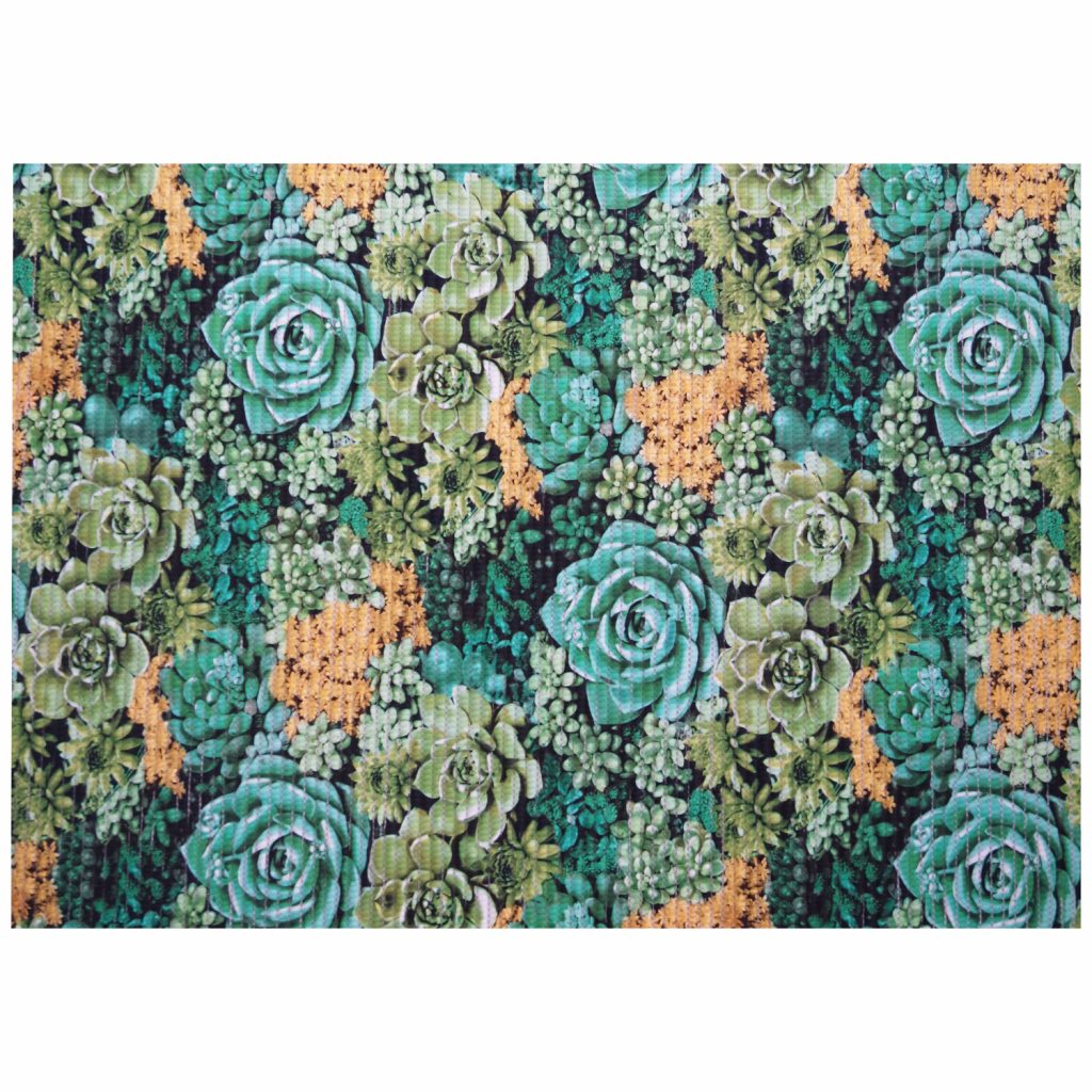 Succulent Bathroom Mat – 39″ x 26″ Green Waterproof Non-Slip Quick Dry Rug, Non-Absorbent Dirt Resistant Perfect for Kitchen, Bathroom and Restroom