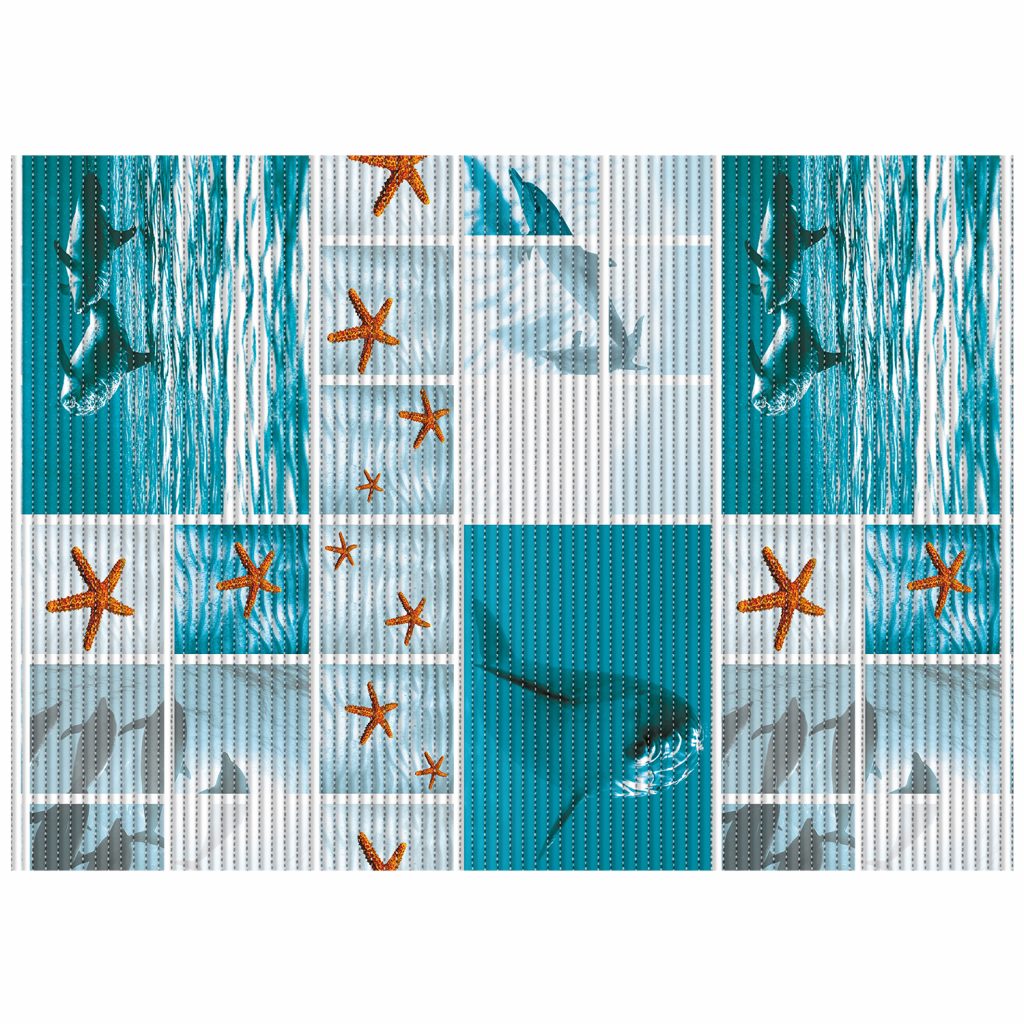 Sea Creatures Bathroom Mat – 39″ x 26″ Blue Waterproof Non-Slip Quick Dry Rug, Non-Absorbent Dirt Resistant Perfect for Kitchen, Bathroom and Restroom