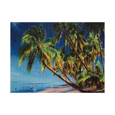 Palm Trees Bathroom Mat - 26" x 19" Blue Green Waterproof Non-Slip Quick Dry Rug, Non-Absorbent Dirt Resistant Perfect for Kitchen, Bathroom, Shower, Restroomand Bathtub