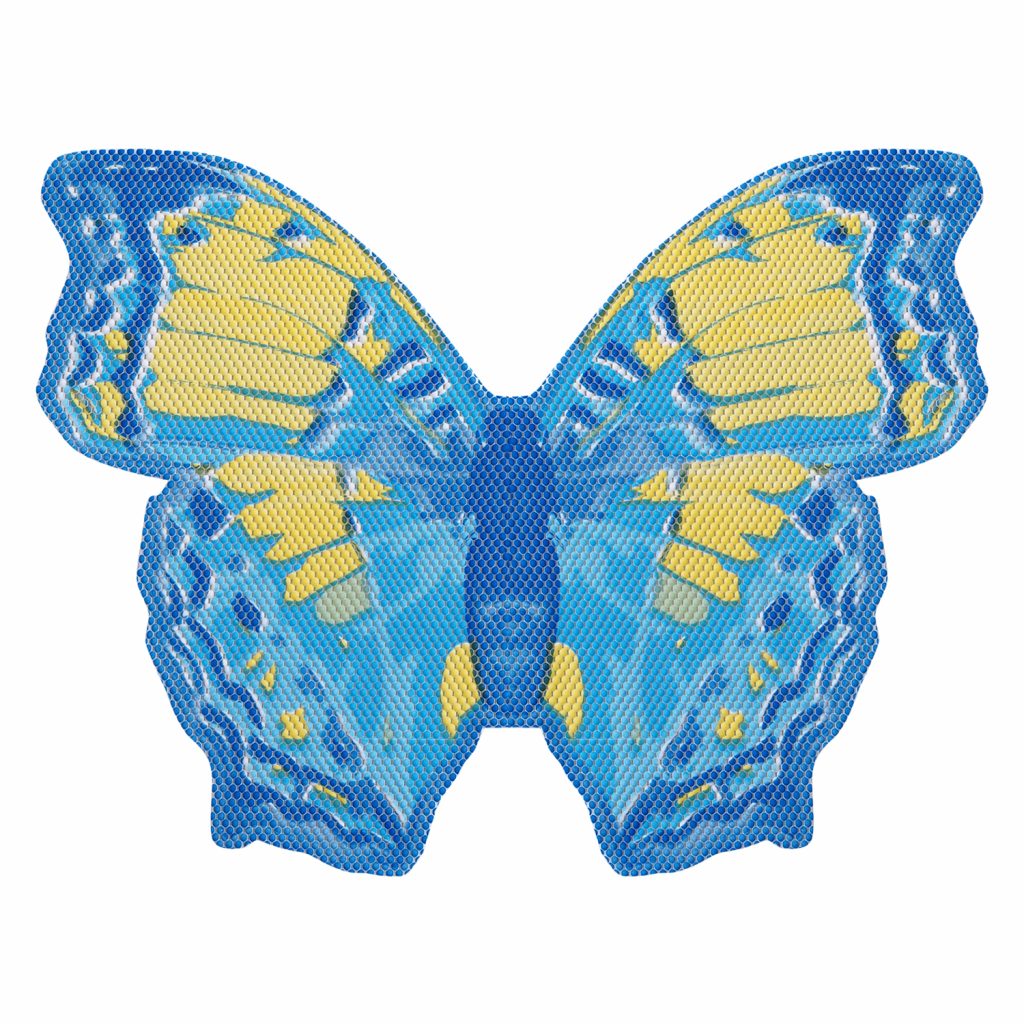Butterfly Bathroom Mat – 26″ x 19″ Yellow Blue Waterproof Non-Slip Quick Dry Rug, Non-Absorbent Dirt Resistant Perfect for Kitchen, Bathroom and Restroom