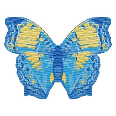 Butterfly Bathroom Mat - 26" x 19" Yellow Blue Waterproof Non-Slip Quick Dry Rug, Non-Absorbent Dirt Resistant Perfect for Kitchen, Bathroom and Restroom