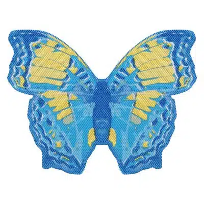 Butterfly Bathroom Mat - 26" x 19" Yellow Blue Waterproof Non-Slip Quick Dry Rug, Non-Absorbent Dirt Resistant Perfect for Kitchen, Bathroom and Restroom