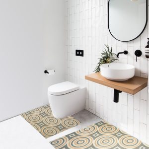 Circle Bathroom Mat Set (2 pcs) - 33" x 20" and 20.5" x 19.7" Waterproof Non-Slip Quick Dry Rug, Non-Absorbent Dirt Resistant Perfect for Bathroom and Restroom