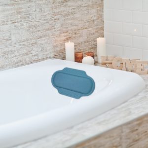 Bath Pillow with Suction Cups - 15" x 10", Classic Blue Waterproof Non-Slip Quick Dry Dirt Resistant Bath Cushion for Neck support, Comfortable and Soft Spa Pillow