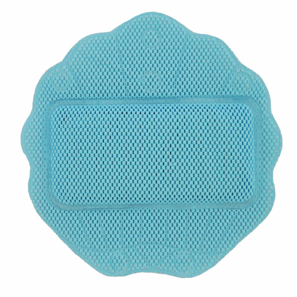Bath Pillow with Suction Cups – 13″ x 13″, Classic Light Blue Waterproof Non-Slip Quick Dry Dirt Resistant Bath Cushion for Neck support, Comfortable and Soft Spa Pillow