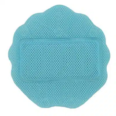 Bath Pillow with Suction Cups - 13" x 13", Classic Light Blue Waterproof Non-Slip Quick Dry Dirt Resistant Bath Cushion for Neck support, Comfortable and Soft Spa Pillow