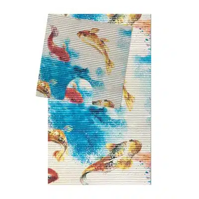 Koi Fish Bathroom Mat Set (2 pcs) - 31" x 20" and 19.7" x 19.7" Waterproof Non-Slip Quick Dry Rug, Non-Absorbent Dirt Resistant Perfect for Bathroom and Restroom