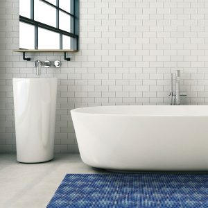 Diamond Bathroom Mat - 79" x 26" Light Blue Waterproof Non-Slip Quick Dry Rug, Non-Absorbent Dirt Resistant Perfect for Kitchen, Bathroom and Restroom