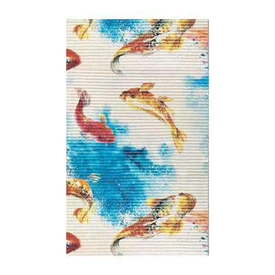 Koi Fish Bathroom Mat - 31" x 26" White Waterproof Non-Slip Quick Dry Rug, Non-Absorbent Dirt Resistant Perfect for Kitchen, Bathroom and Restroom