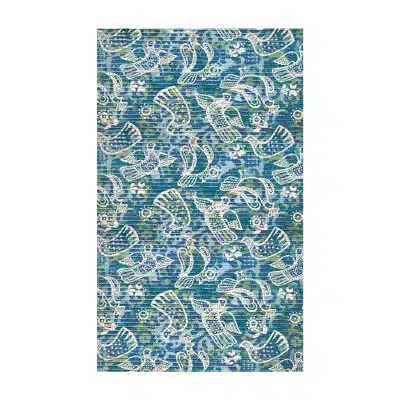 Birds Bathroom Mat - 31" x 26" Light Blue Waterproof Non-Slip Quick Dry Rug, Non-Absorbent Dirt Resistant Perfect for Kitchen, Bathroom and Restroom