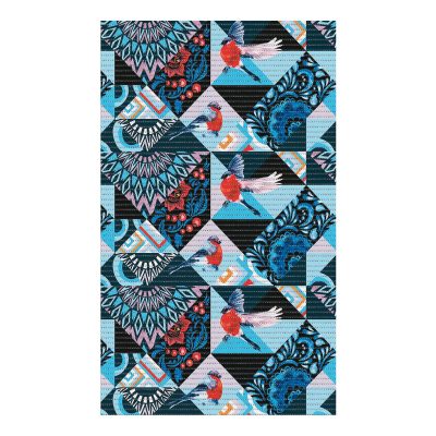 Patchwork Bathroom Mat - 31" x 26" Blue Waterproof Non-Slip Quick Dry Rug, Non-Absorbent Dirt Resistant Perfect for Kitchen, Bathroom and Restroom