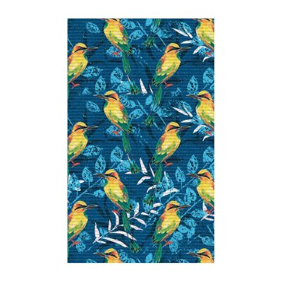 Birds Bathroom Mat - 31" x 26" Blue Waterproof Non-Slip Quick Dry Rug, Non-Absorbent Dirt Resistant Perfect for Kitchen, Bathroom and Restroom