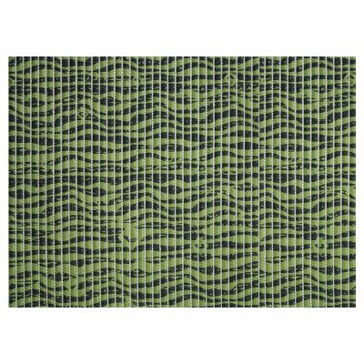Waves Bathroom Mat - 35" x 26" Green Waterproof Non-Slip Quick Dry Rug, Non-Absorbent Dirt Resistant Perfect for Kitchen, Bathroom and Restroom