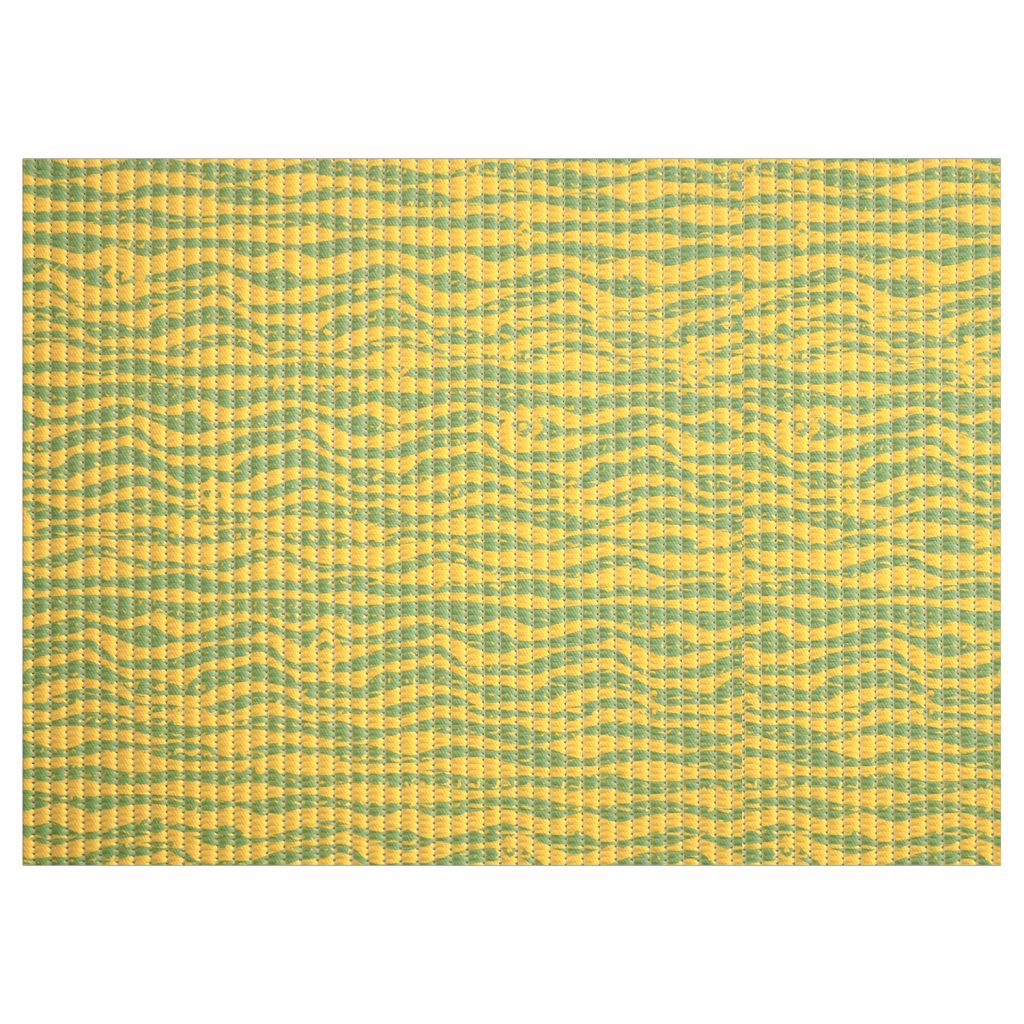 Waves Bathroom Mat – 35″ x 26″ Yellow Waterproof Non-Slip Quick Dry Rug, Non-Absorbent Dirt Resistant Perfect for Kitchen, Bathroom and Restroom