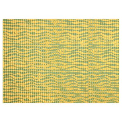 Waves Bathroom Mat - 35" x 26" Yellow Waterproof Non-Slip Quick Dry Rug, Non-Absorbent Dirt Resistant Perfect for Kitchen, Bathroom and Restroom