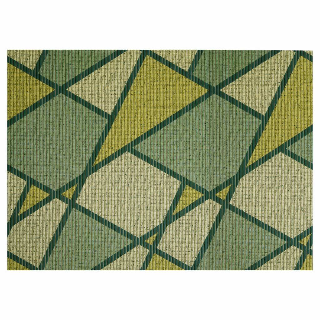 Geometric Bathroom Mat – 35″ x 26″ Green Waterproof Non-Slip Quick Dry Rug, Non-Absorbent Dirt Resistant Perfect for Kitchen, Bathroom and Restroom