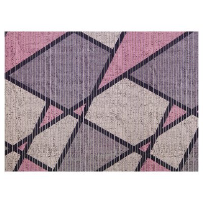 Geometric Bathroom Mat - 35" x 26" Purple Waterproof Non-Slip Quick Dry Rug, Non-Absorbent Dirt Resistant Perfect for Kitchen, Bathroom and Restroom