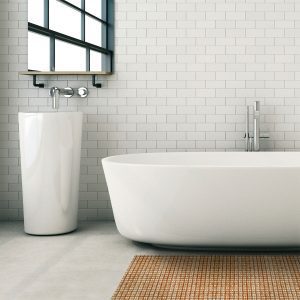 Basketweave Bathroom Mat - 35" x 26" Beige Waterproof Non-Slip Quick Dry Rug, Non-Absorbent Dirt Resistant Perfect for Kitchen, Bathroom and Restroom