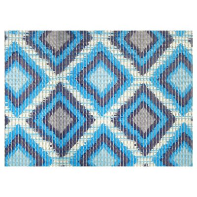 Geometric Bathroom Mat - 35" x 26" Blue Waterproof Non-Slip Quick Dry Rug, Non-Absorbent Dirt Resistant Perfect for Kitchen, Bathroom and Restroom