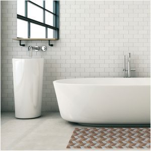 Chevron Bathroom Mat - 35" x 26" Beige Waterproof Non-Slip Quick Dry Rug, Non-Absorbent Dirt Resistant Perfect for Kitchen, Bathroom and Restroom