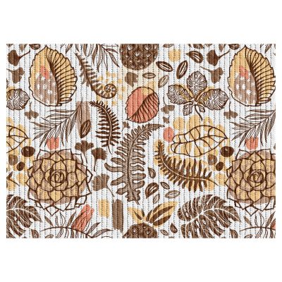 Leaf Bathroom Mat - 35" x 26" Brown Waterproof Non-Slip Quick Dry Rug, Non-Absorbent Dirt Resistant Perfect for Kitchen, Bathroom and Restroom