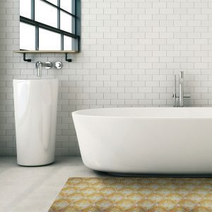 Diamond Bathroom Mat - 35" x 26" Yellow Waterproof Non-Slip Quick Dry Rug, Non-Absorbent Dirt Resistant Perfect for Kitchen, Bathroom and Restroom