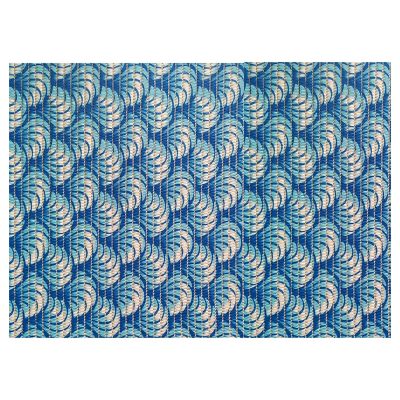 Sea Shell Bathroom Mat - 35" x 26" Blue Waterproof Non-Slip Quick Dry Rug, Non-Absorbent Dirt Resistant Perfect for Kitchen, Bathroom and Restroom