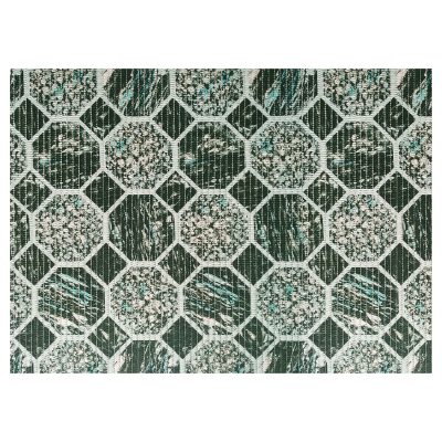 Octagon Bathroom Mat - 35" x 26" Green Waterproof Non-Slip Quick Dry Rug, Non-Absorbent Dirt Resistant Perfect for Kitchen, Bathroom and Restroom