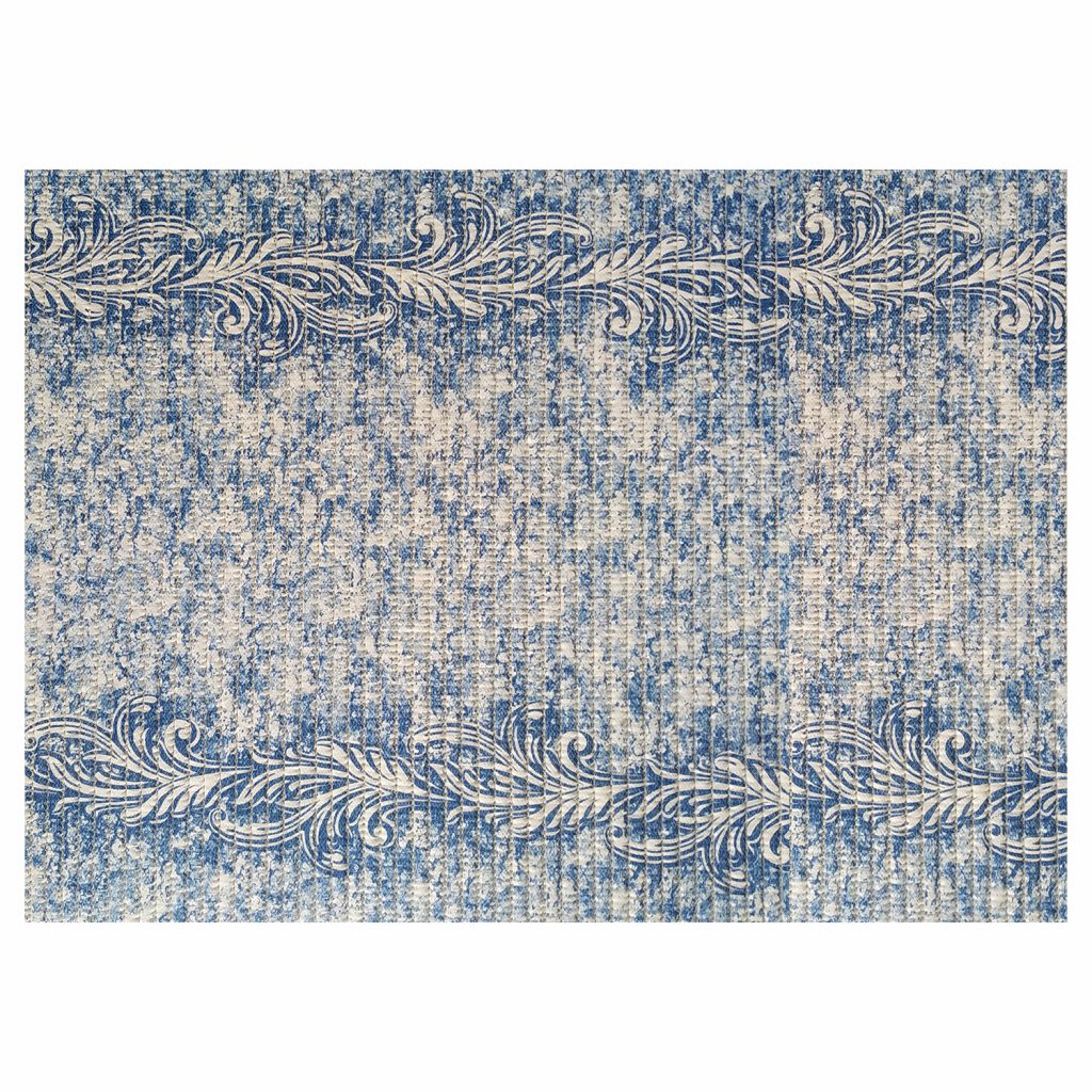 Vines Bathroom Mat – 35″ x 26″ Blue Waterproof Non-Slip Quick Dry Rug, Non-Absorbent Dirt Resistant Perfect for Kitchen, Bathroom and Restroom