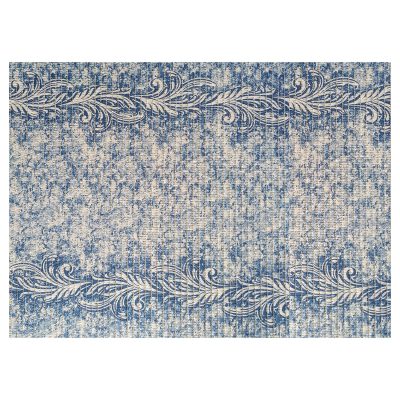 Vines Bathroom Mat - 35" x 26" Blue Waterproof Non-Slip Quick Dry Rug, Non-Absorbent Dirt Resistant Perfect for Kitchen, Bathroom and Restroom