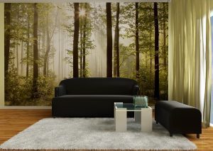 Morning in the Forest Brown Green Wall Mural 142 in x 106 in