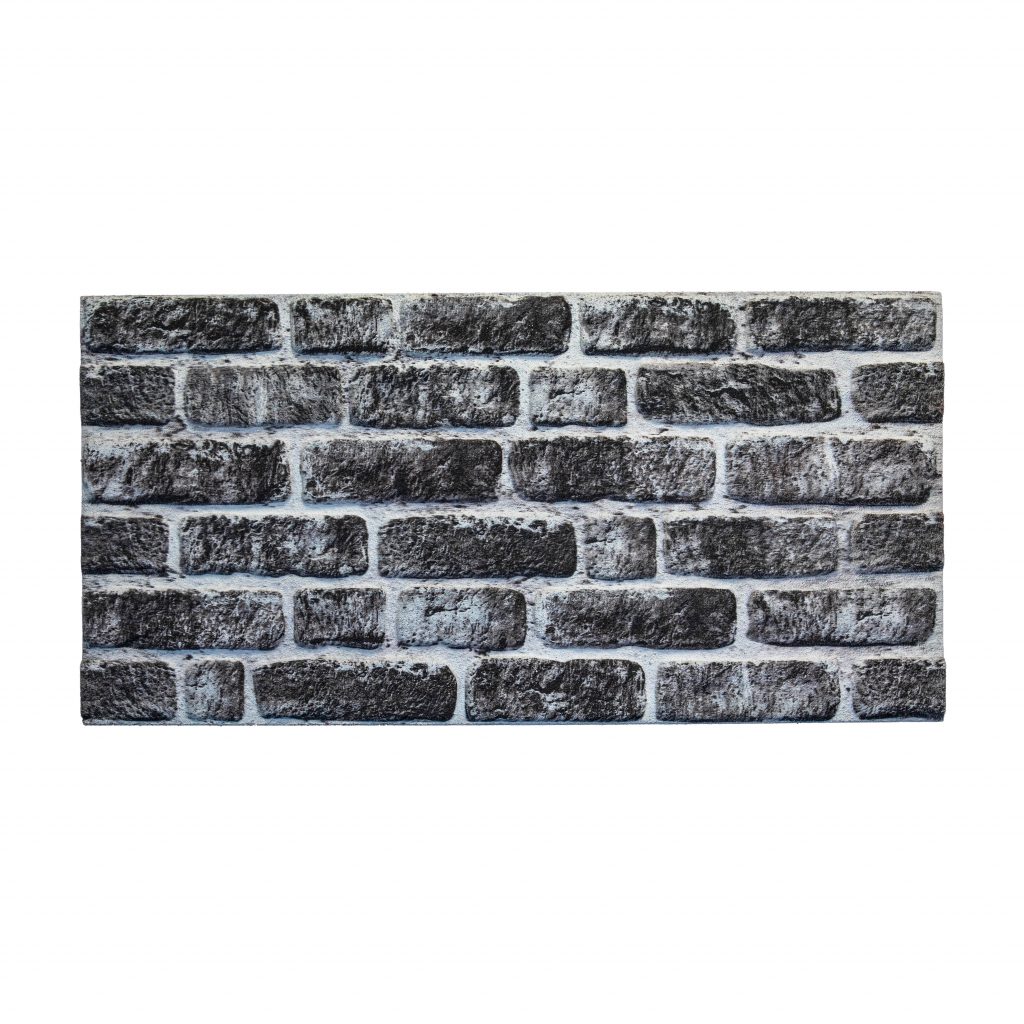 Dundee Deco 3D Wall Panels Brick Effect – Cladding, Charcoal White Stone Look Wall Paneling, Styrofoam Facing for Living Room, Kitchen, Bathroom, Balcony, Bedroom, Set of 10, Covers 54 sq ft