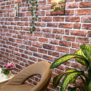 Dundee Deco 3D Wall Panels Brick Effect - Cladding, Mahogany Stone Look Wall Paneling, Styrofoam Facing for Living Room, Kitchen, Bathroom, Balcony, Bedroom, Set of 10, Covers 54 sq ft