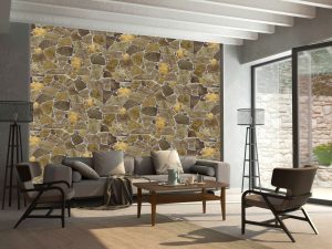 Brown Faux Stone PVC 3D Wall Panel, 3.2 ft X 2.1 ft (98cm X 63cm), Interior Design Wall Paneling Decor, Total Coverage 6.7 sq. ft. (0.6 sq. m) - Single