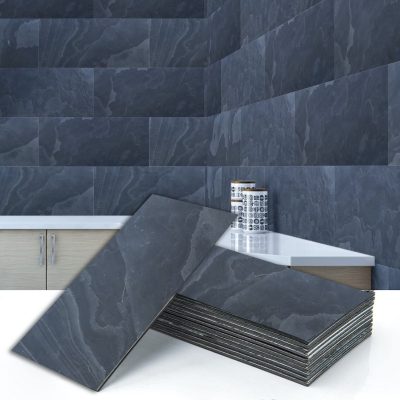 Black Steel 2 ft X 1 ft Peel & Stick Stone Veneer Wall Panels in various pack configurations