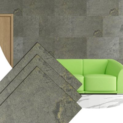 Stone Veneer Wall Panels, Extra Large DIY Stone Finish 3 x 2 ft Tiles for Outdoor Indoor Wall or Backsplash, Made with Real Stone, Jeera Green