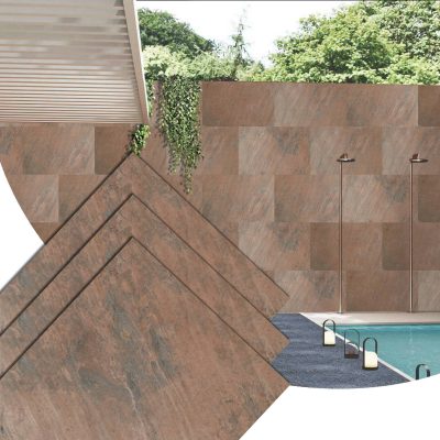 Stone Veneer Wall Panels, Extra Large DIY Stone Finish 3 x 2 ft Tiles for Outdoor Indoor Wall or Backsplash, Made with Real Stone, Copper