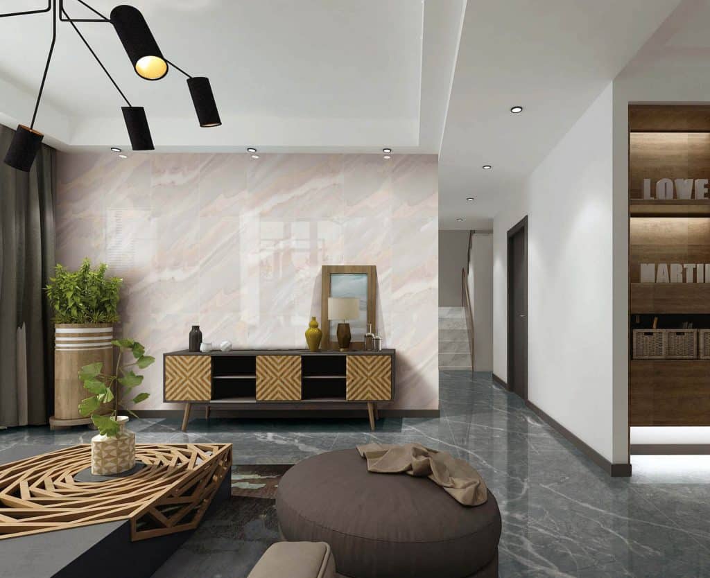 modern living room with self adhesive marble panels (Item: PBM-22M)