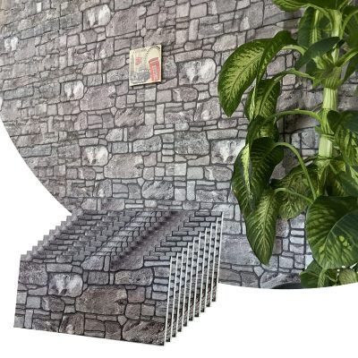 Dundee Deco 3D Wall Panels - Cladding, Charcoal Grey Stone Look Wall Paneling, Styrofoam Facing for Interior and Exterior Applications, DIY, Set of 10, Covers 54 sq ft