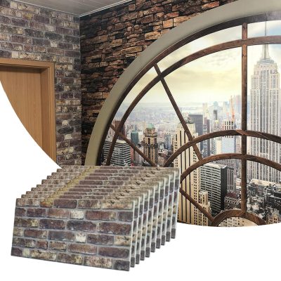 3D Wall Panels Brick Effect - Cladding, Grey Brown Stone Look Wall Paneling, Styrofoam Facing for Living room, Kitchen, Bathroom, Balcony, Bedroom, Set of 10, Covers 53 sq ft